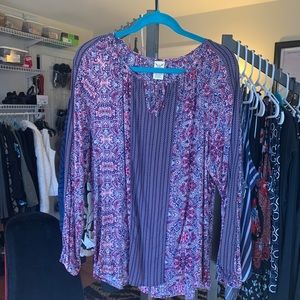 Pheasant top - pink and navy